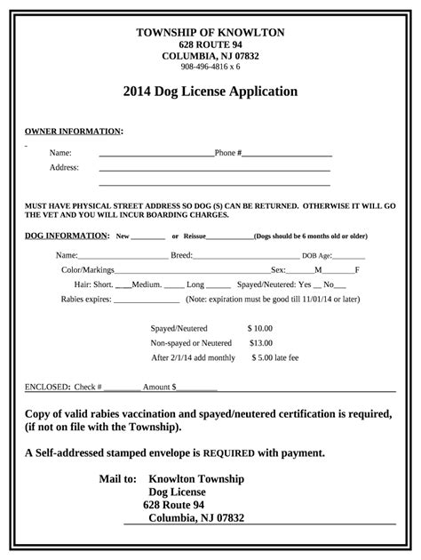 Reminder Knowlton Dog License Renewals Due By Jan 31 Doc Template