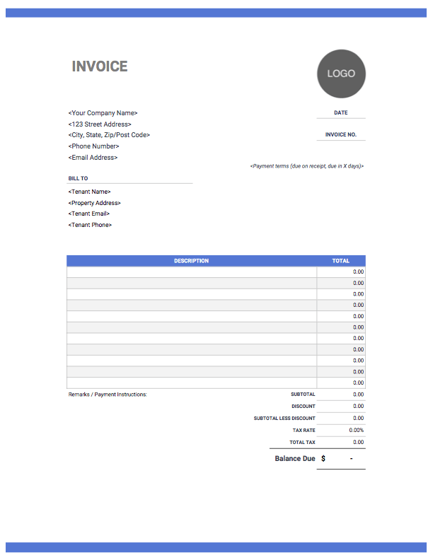 Rent Invoice Template Wave Accounting