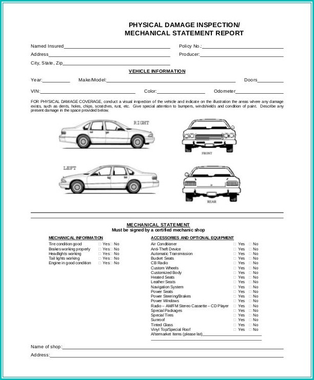 Rental Car Inspection Form Pdf