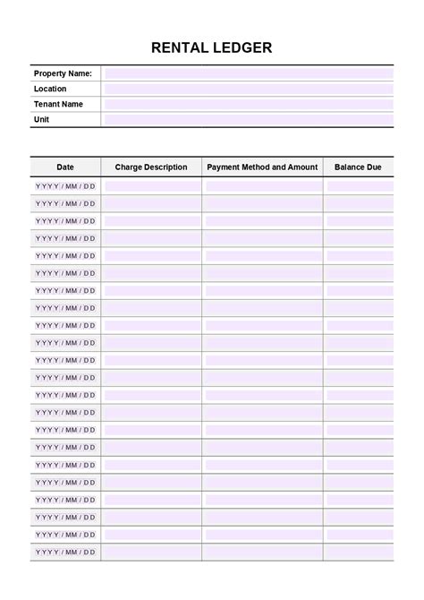 Rental Ledger Sample Template Free Download Artofit