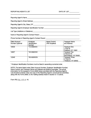 Reporting Agents List Fill And Sign Printable Template Online Us