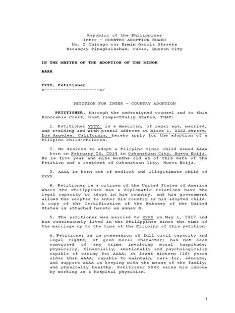 Republic Of The Philippines Intercountry Adoption Pdf Public Law