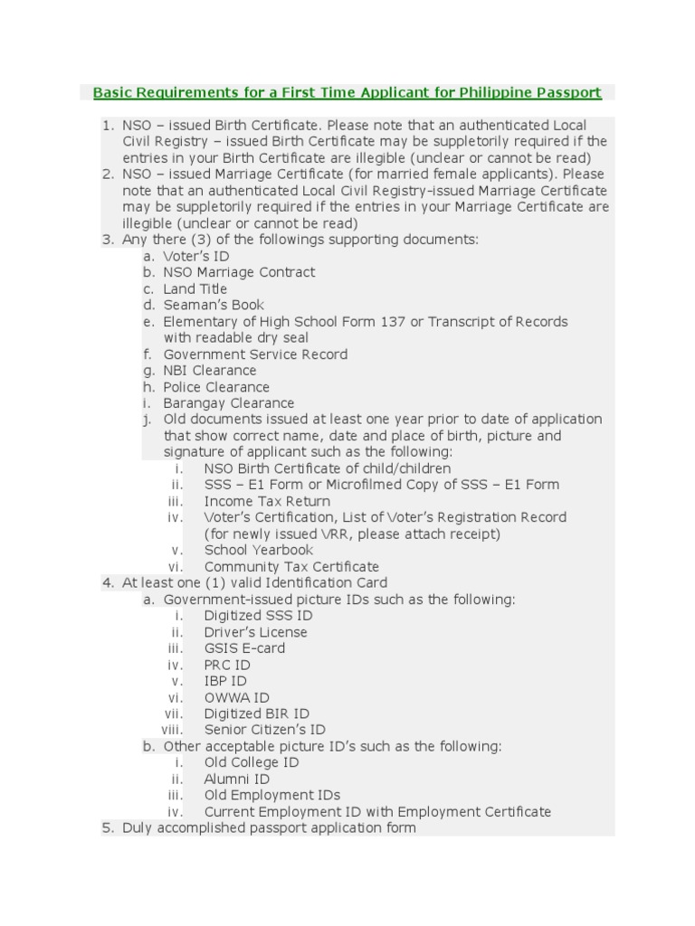 Requirements For Minor First Time Applicant Philippine Consulate