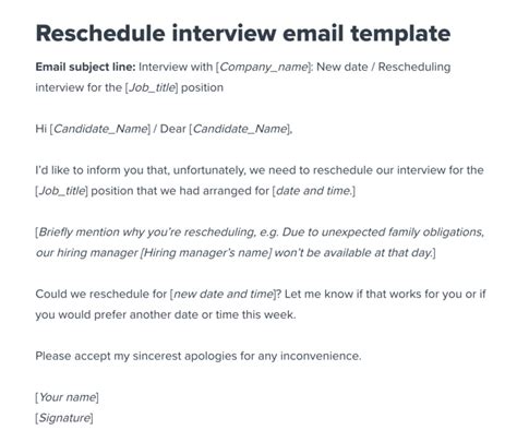 Reschedule Interview Email Template From Employer Workable