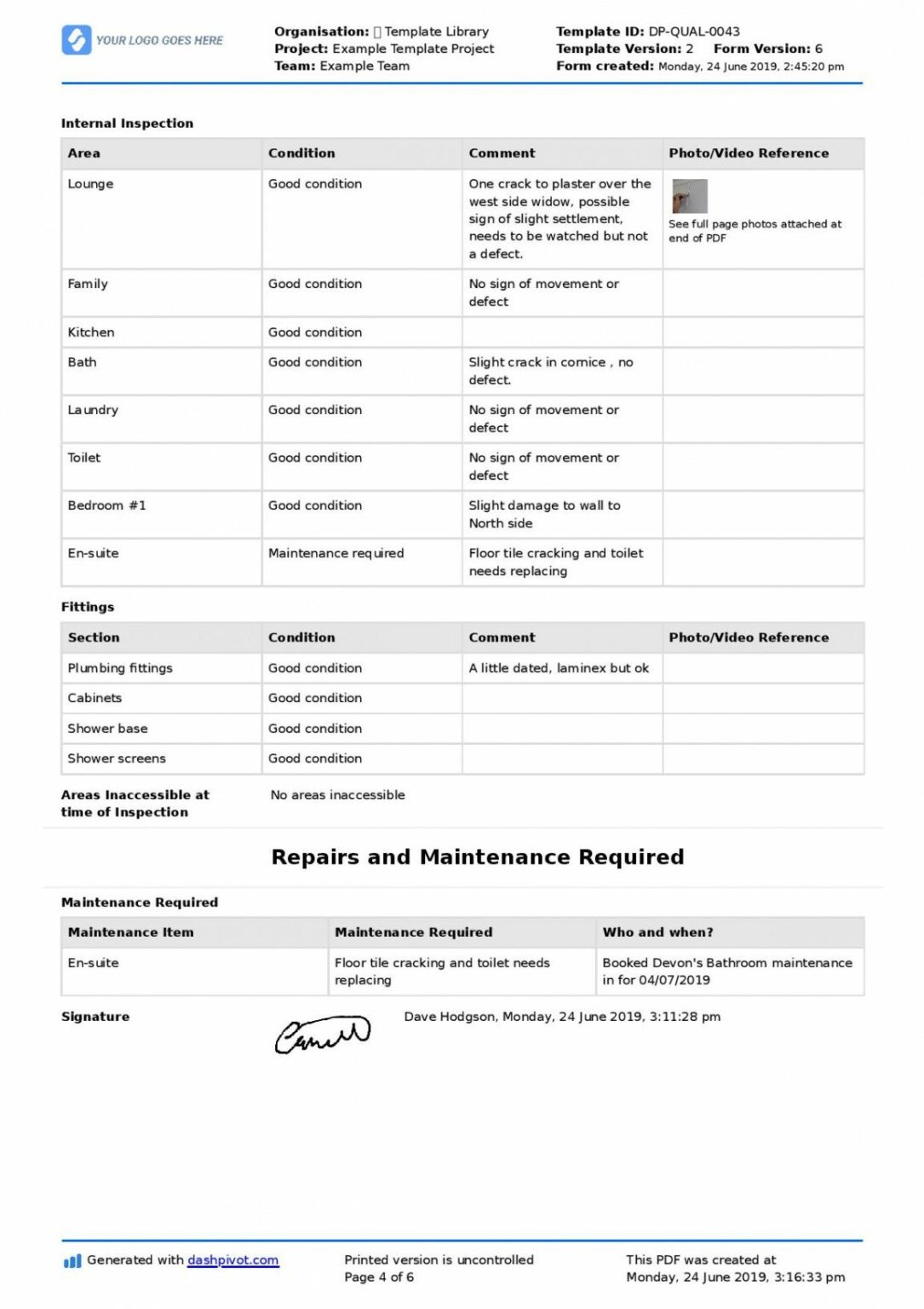 Residential Building Inspection Report Template