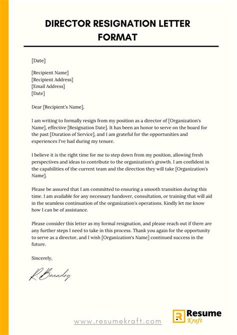 Resignation Letter From Board Of Directors Collection Letter Template