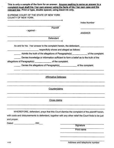 Response To A Summons Template Fill Out Printable Pdf Forms Online