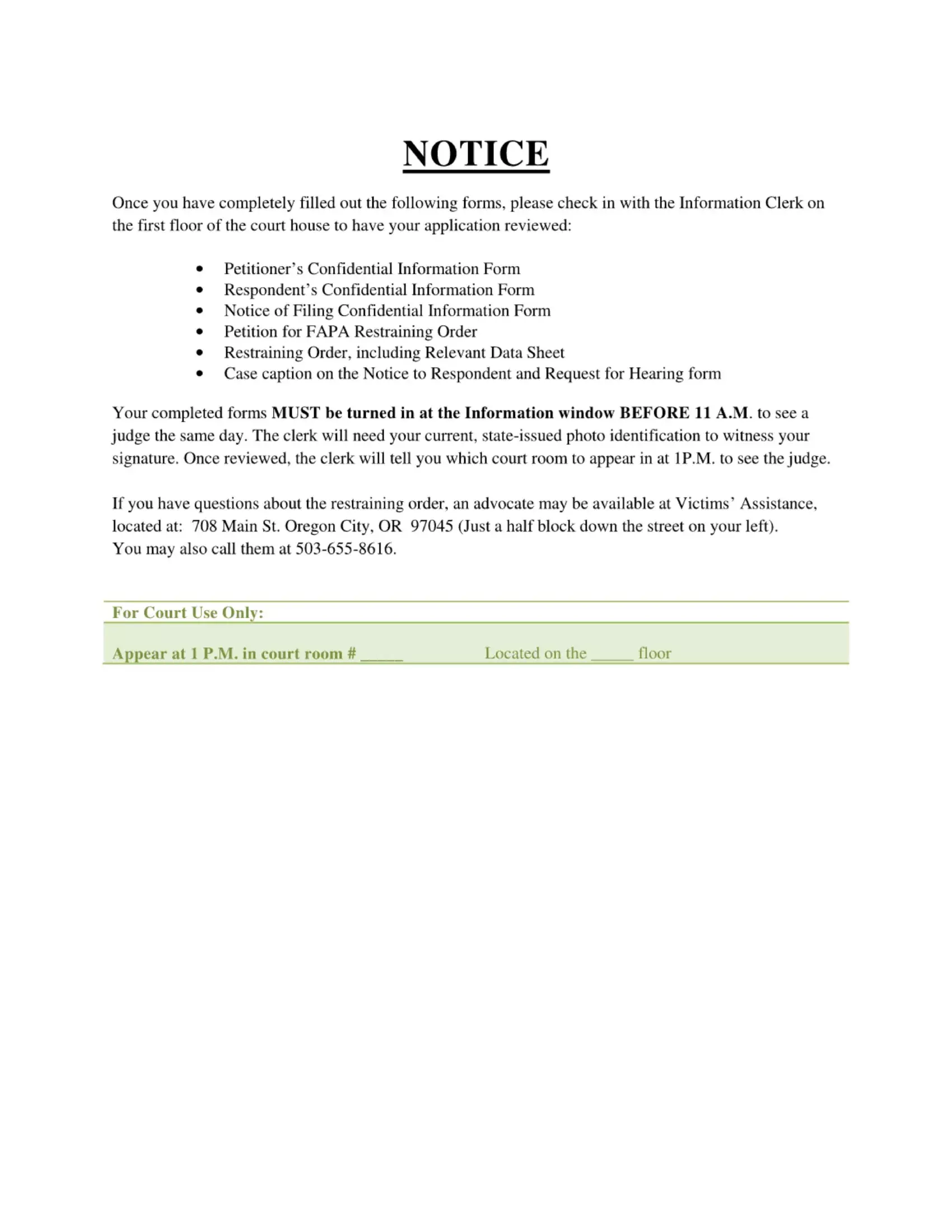 Restraining Order Notice Fill Out Printable Pdf Forms Online