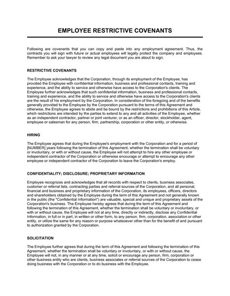 Restrictive Covenants In Employment Contracts In Pima Us Legal Forms