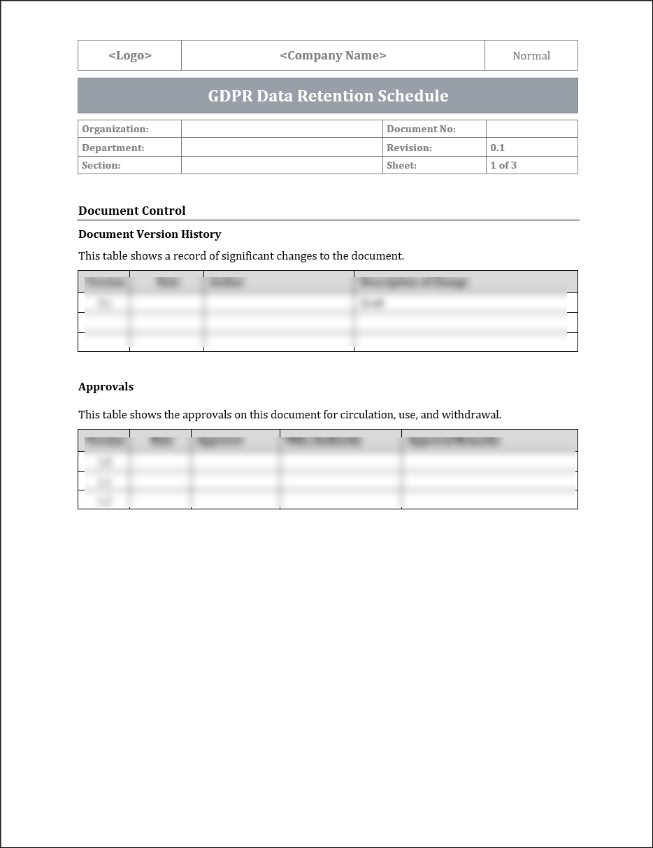 Retention Schedule Fill And Sign Printable Template Online