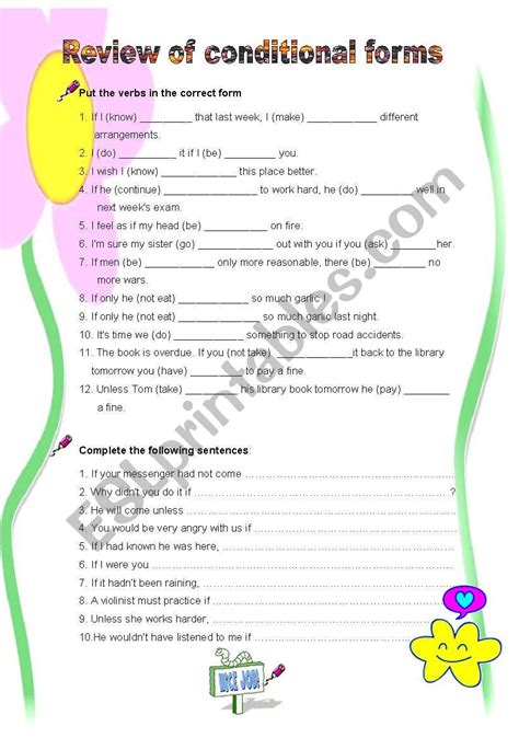 Review Of Conditional Forms Esl Worksheet By Gilorit