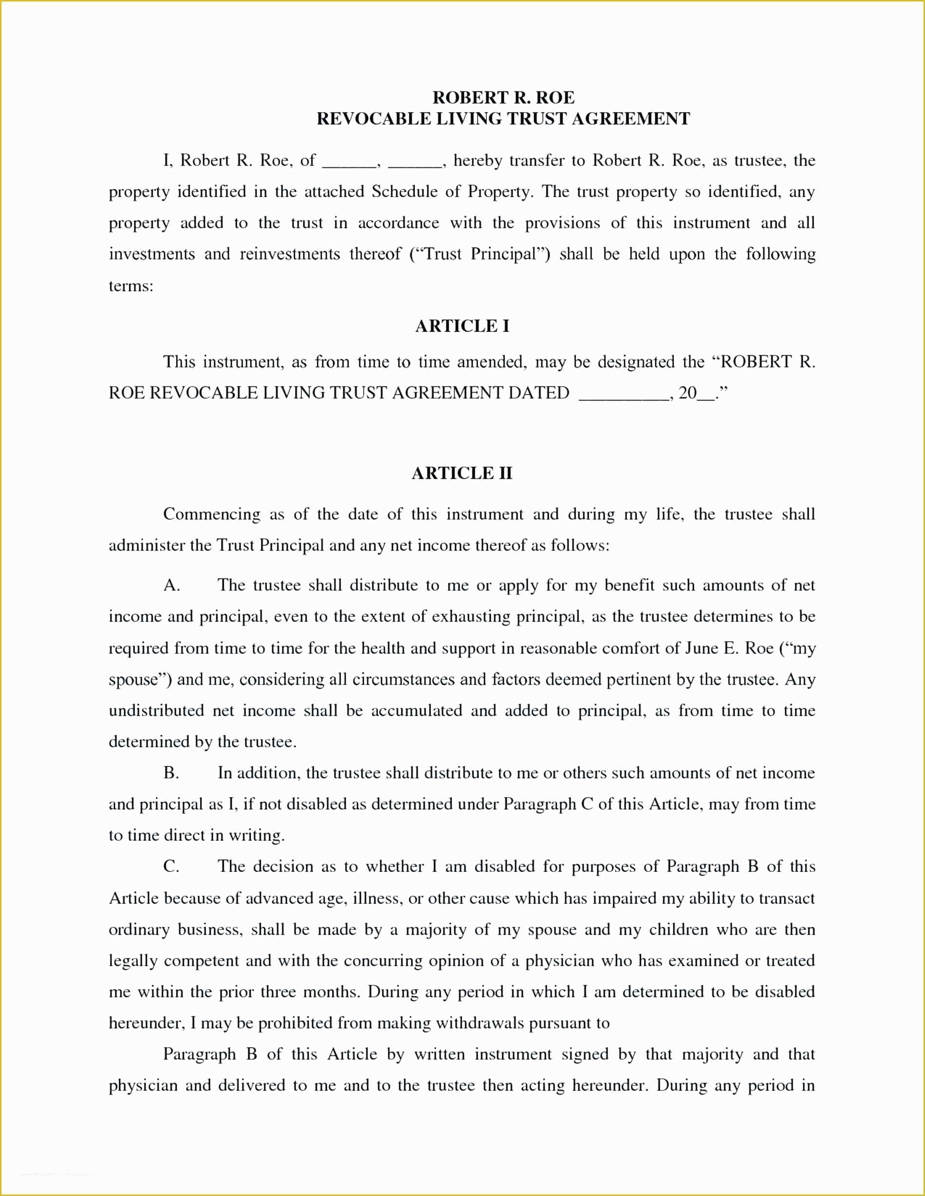 Revocable Living Trust Template