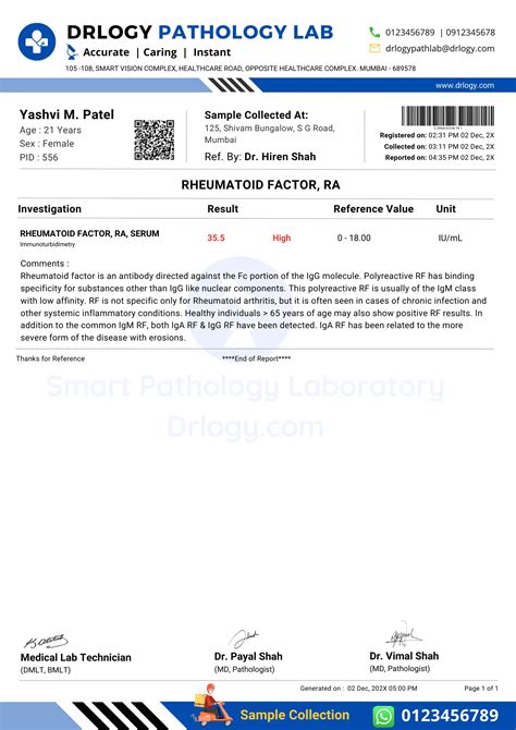 Rheumatoid Factor Rf Test Price Normal Range Results Drlogy