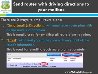 Road Directions Email Routes Email Myrouteonline