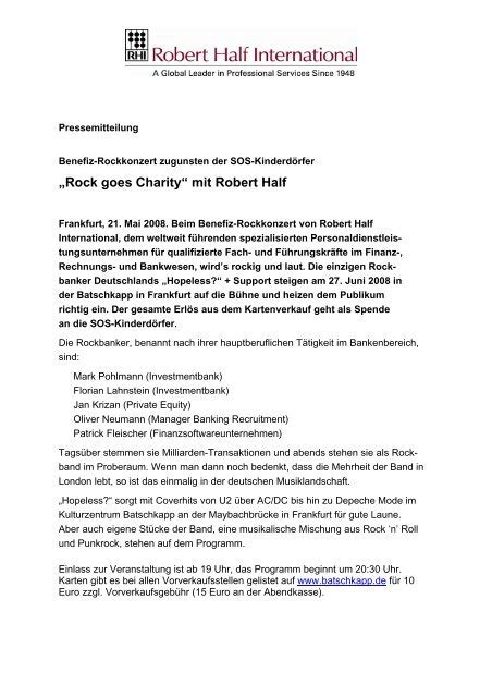 Rock Goes Charity Mit Robert Half