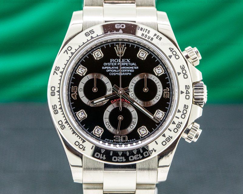 Rolex Daytona White Gold 116509 Black Diamond Dial Service Papers