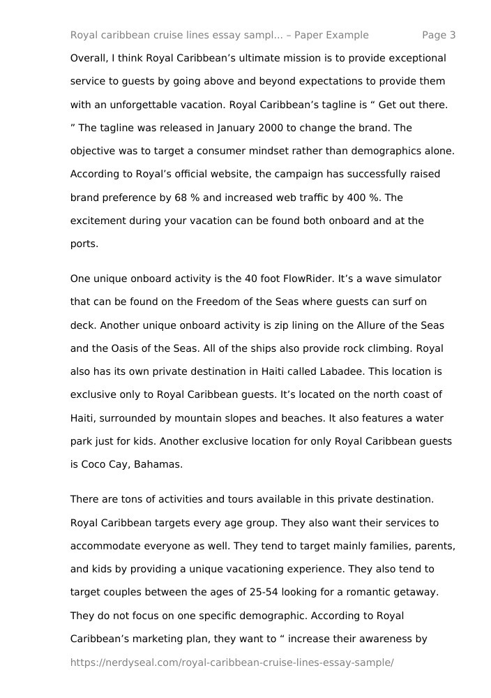 Royal Caribbean Cruise Lines Essay Sample 854 Words Nerdyseal