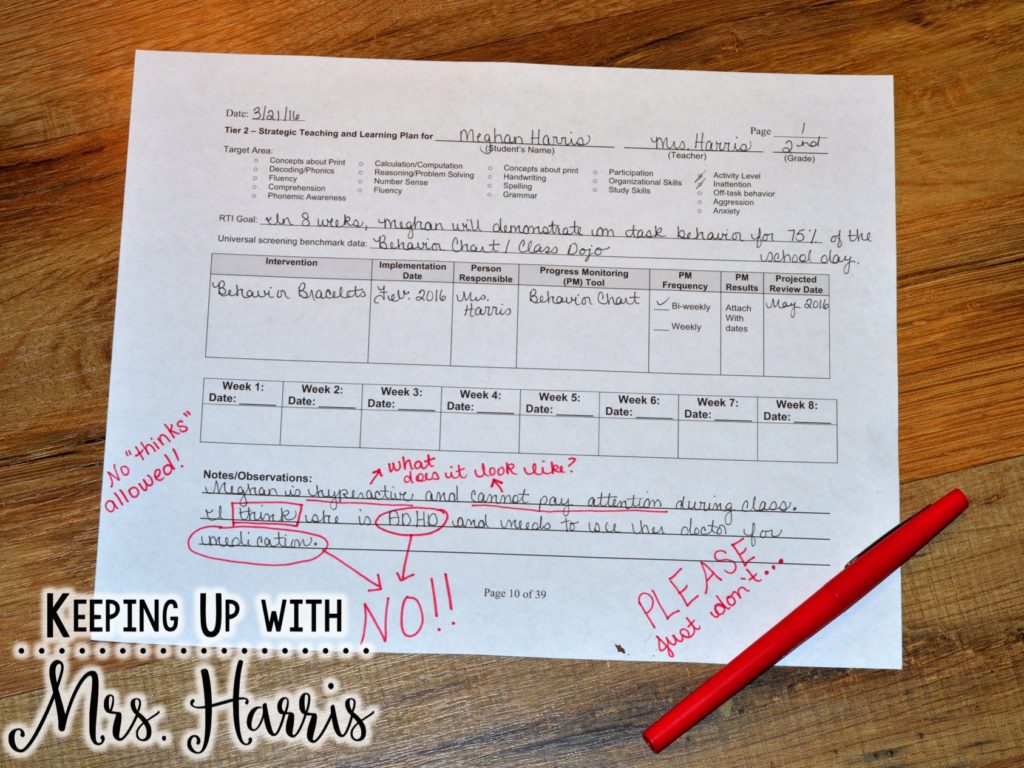 Rti Paperwork Help For Teachers Who Struggle With Wording On Paperwork Forms Keeping Up