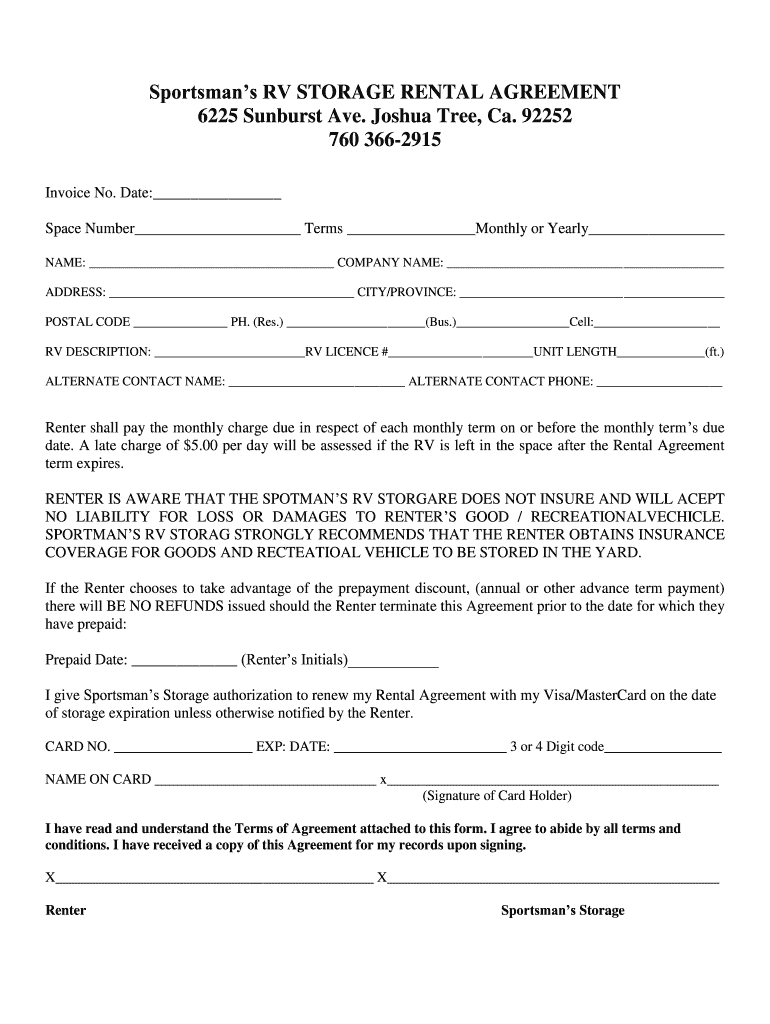 Rv Storage Agreement Template Complete With Ease Airslate Signnow