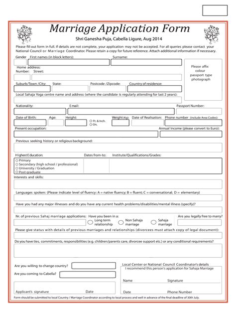 Sahaja Yoga Marriage Application Form 2020 2020 Fill And Sign