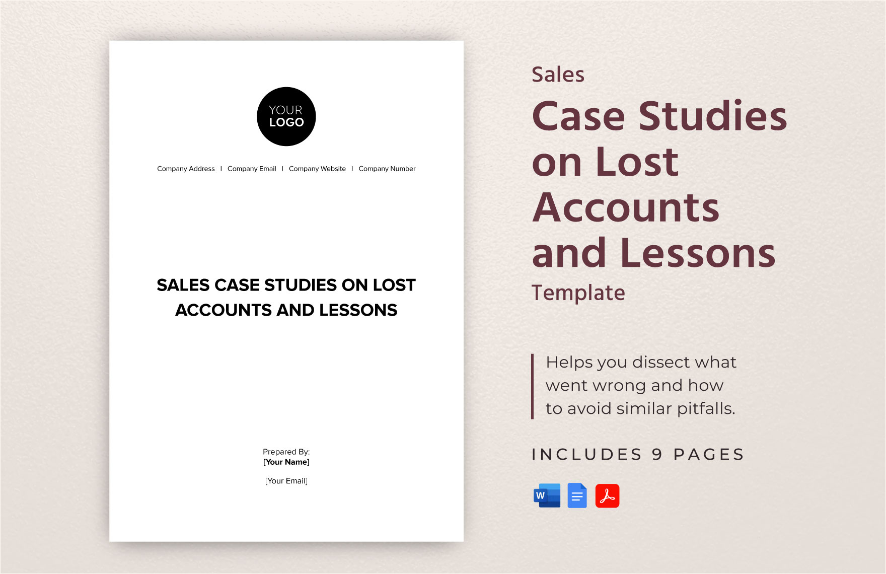 Sales Case Studies On Lost Accounts And Lessons Template In Pdf Word