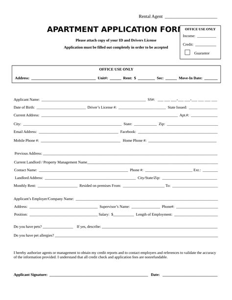 Sample Apartment Lease Application The Document Template