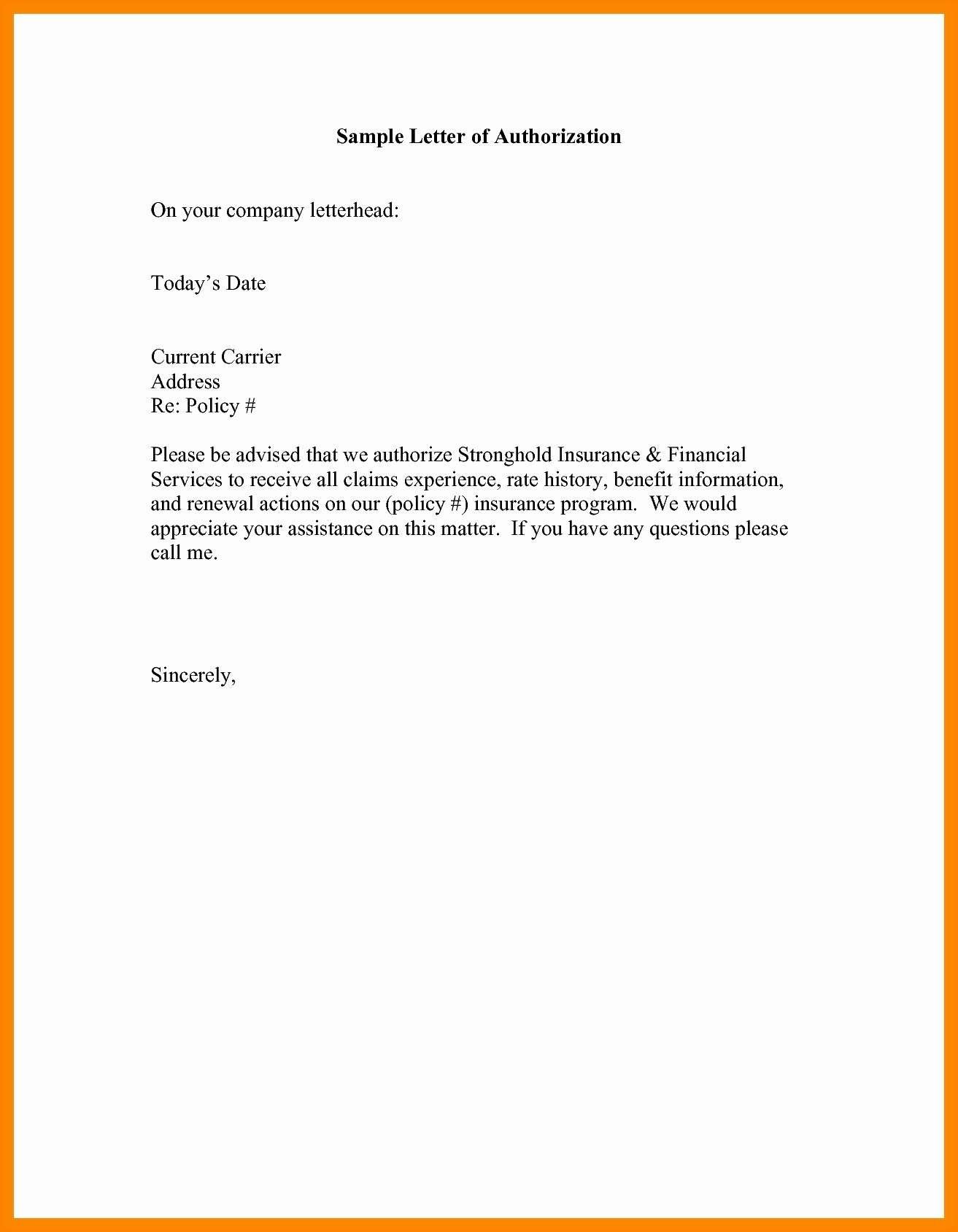 Sample Authorization Letter To Claim