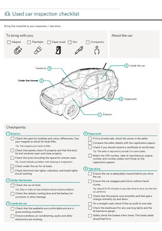 Sample Car Inspection Checklists 10 In Pdf Ms Word