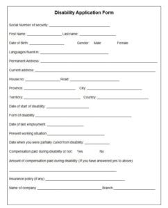 Sample Disability Application Form Free Premium Templates