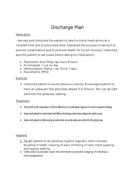 Sample Discharge Plan