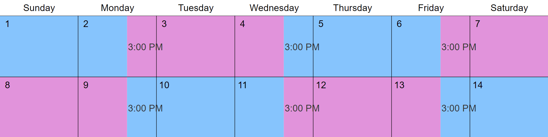 Sample Joint Custody Schedules