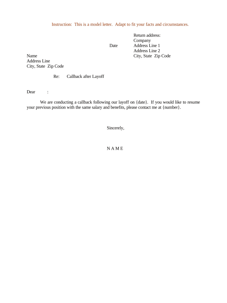 Sample Layoff Letter Fill Out Sign Online And Download Pdf