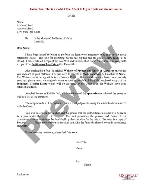 Sample Letter For Closing Of Estate With Breakdown Of Assets And Expenses Closing Estate Us