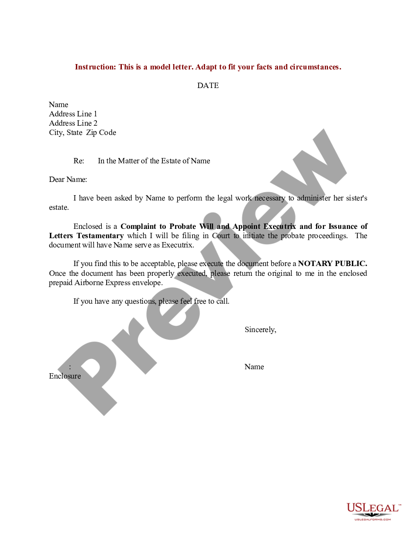 Sample Letter For Estate Administration Estatesales Net Us Legal Forms