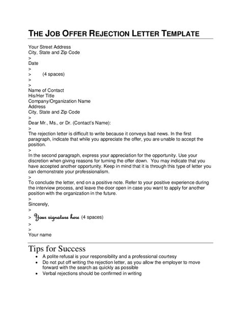 Sample Letter To Reject A Job Offer Edit Fill Sign Online Handypdf