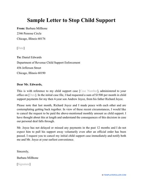 Sample Letter To Stop Child Support For Your Needs Letter Template Collection