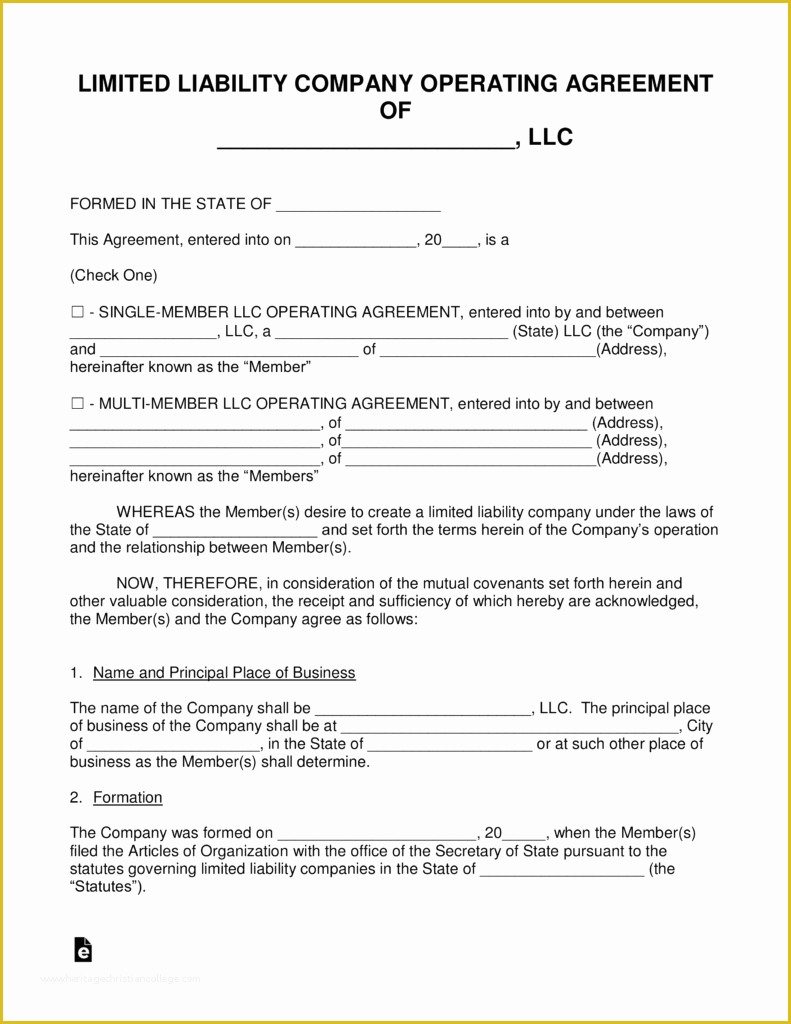 Sample Limited Liability Company Llc Operating Agreement With Company