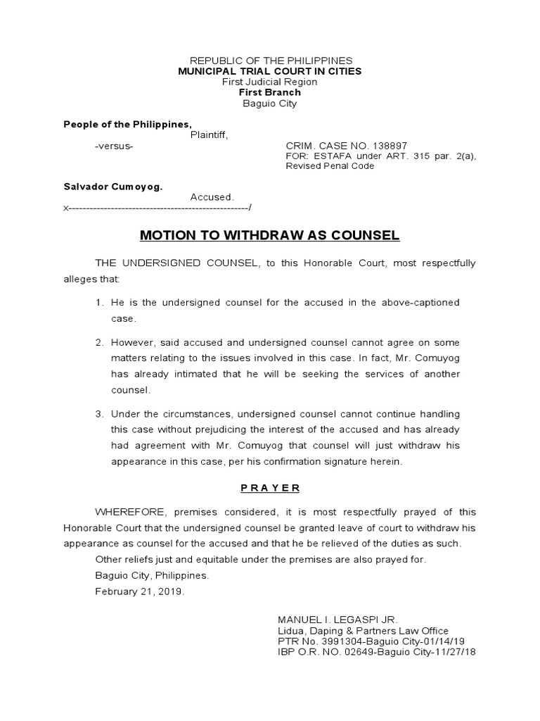 Sample Motion To Withdraw As Counsel Pennsylvania Fill Out Amp Sign Online Dochub