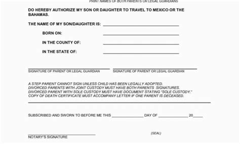 Sample Notarized Letter For Travel With Child Myvacationplan Within