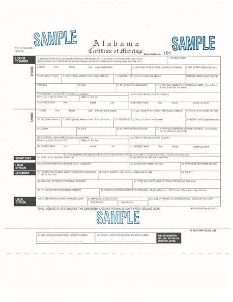 Sample Of Alabama S Revised Marriage License Form Timesdaily Com