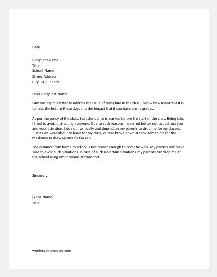 Sample Of Explanation Letter For Being Late For Work Pdf Printable Online