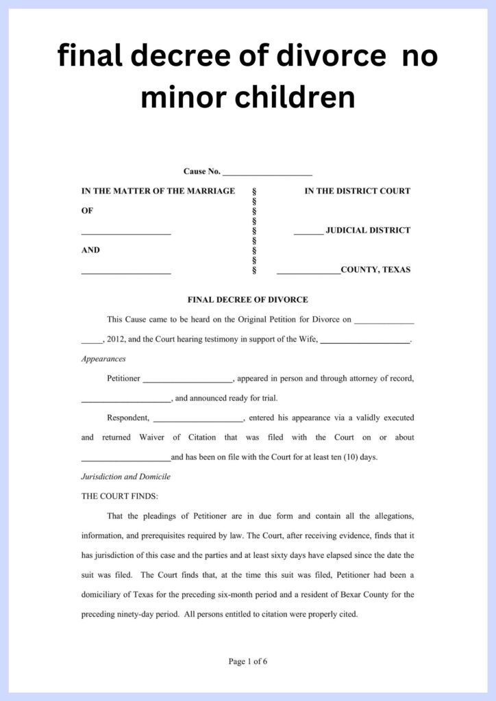 Sample Printable Divorce Paper Forms Template 2024 Divorce Papers