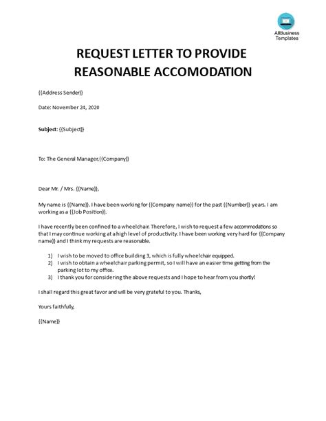 Sample Reasonable Accommodation Letter From Doctor To Employ