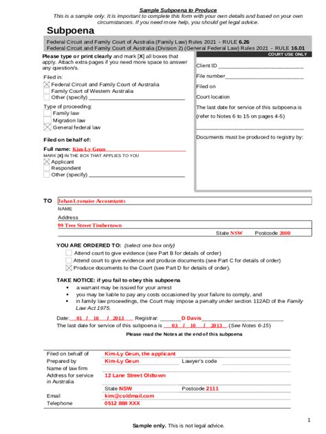 Sample Subpoena To Produce Doc Template Pdffiller