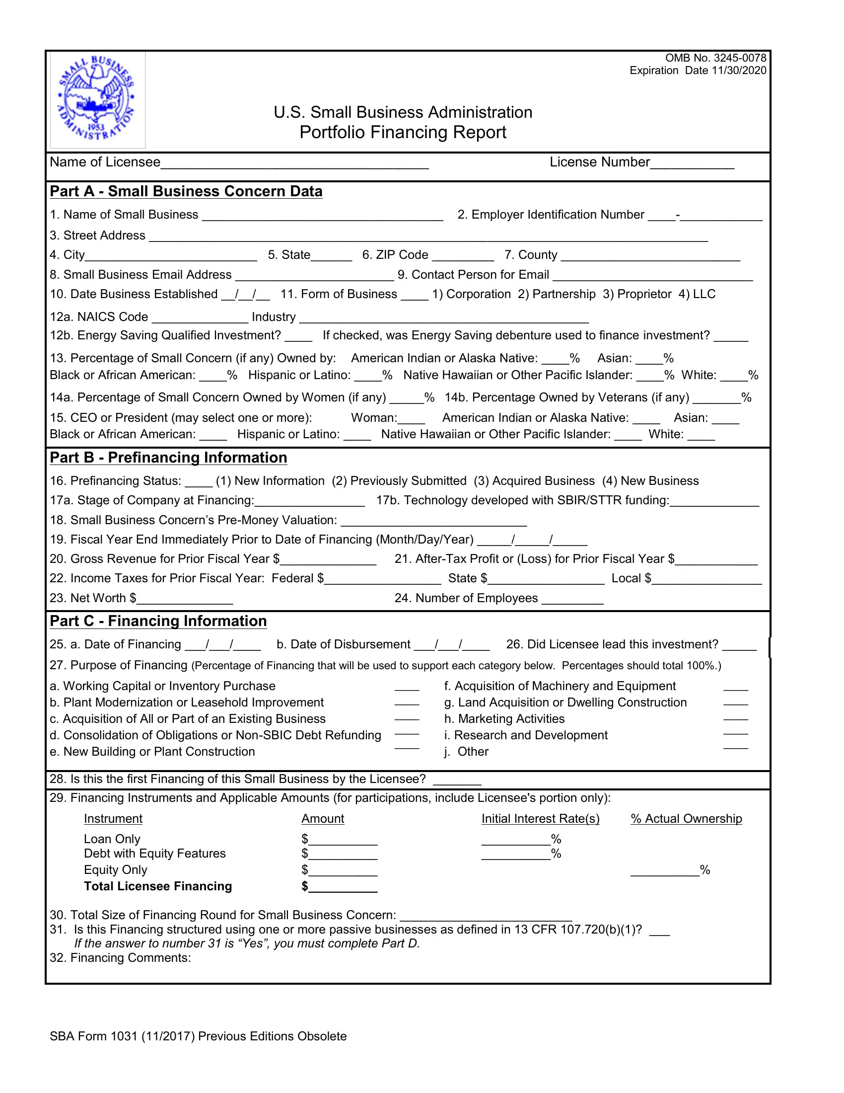 Sba Form 1031 Fill Out Printable Pdf Forms Online