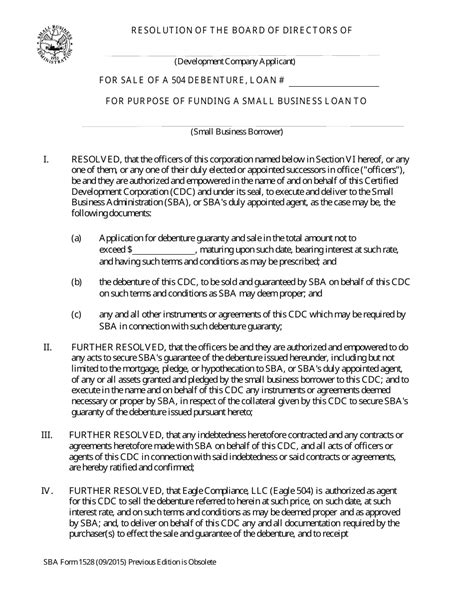 Sba Form 1528 Fill Out Sign Online And Download Fillable Pdf