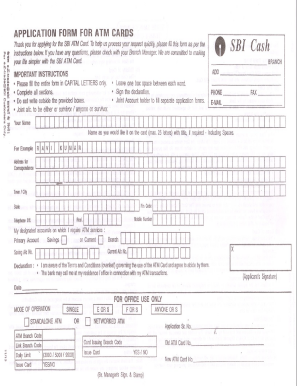 Sbi Atm Card Application Form Complete With Ease Airslate Signnow