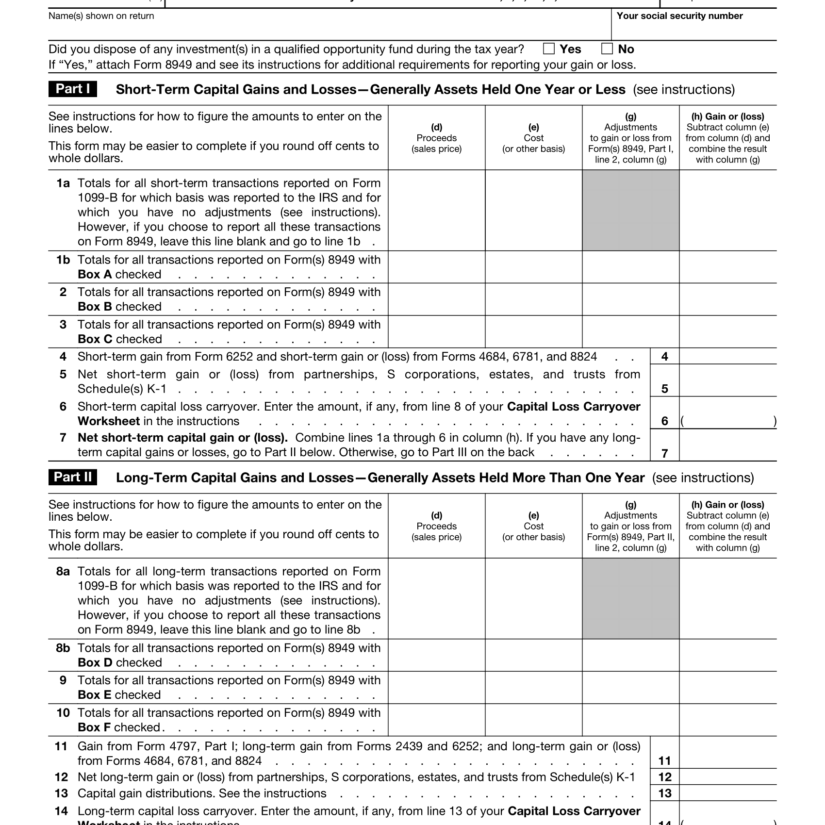 Schedule D Printable Form Printable Forms Free Online