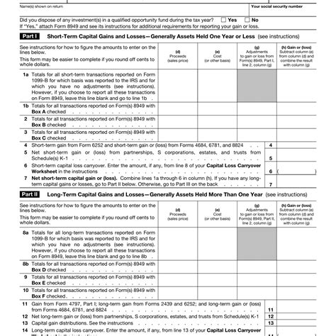 Schedule D Worksheet