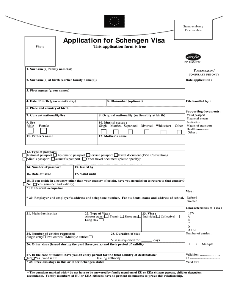 Schengen Visa Application Form Fill Out Sign Online And Download Pdf